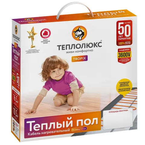 Нагревательный кабель Теплолюкс TROPIX ТЛБЭ, 100 м, 2000 Вт, 11,1–13 м²