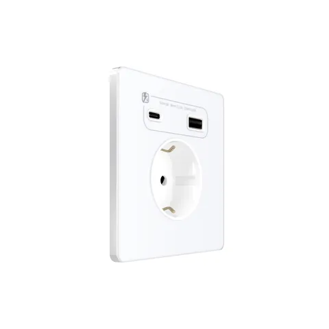 Розетка + USB Systeme Electric Infinity, скрытой установки с зк и зар. устр. А+С 20Вт (250В, 16А, защит. шторки), Арктический лед
