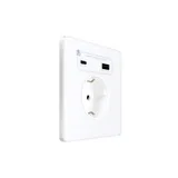 Розетка + USB Systeme Electric Infinity, скрытой установки с зк и зар. устр. А+С 20Вт (250В, 16А, защит. шторки), Арктический лед
