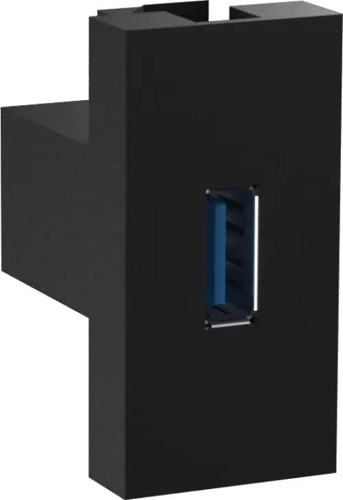 Розетка информационная USB для передачи данных, 1мод., черн. (22.5х45мм), USB3.0, серия (тип)