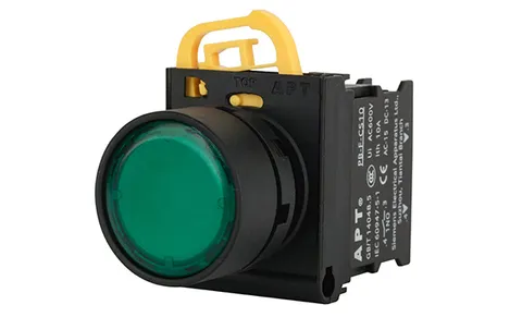 Кнопка плоская PB3E, зеленая, без фиксации, с подсветкой без LED, 1NO, 6A 230VAC/24VDC, 22mm, IP65