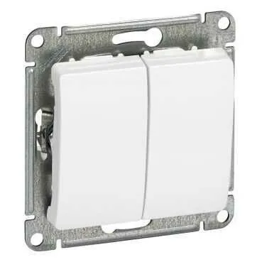 Выключатель Systeme Electric Glossa, 2-клавишный, схема 5, 10АХ, механизм, белый