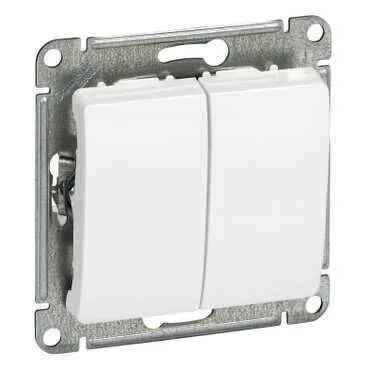 Выключатель Systeme Electric Glossa, 2-клавишный, схема 5, 10АХ, механизм, белый