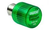 Индикатор светодиодный BA15S, зеленый, постоянный свет, 220VAC