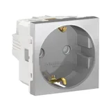 Розетка Schneider Electric Unica, MODULAR с заземл., со шторками, винт. зажим, 16А, 250В, 2 мод алюм