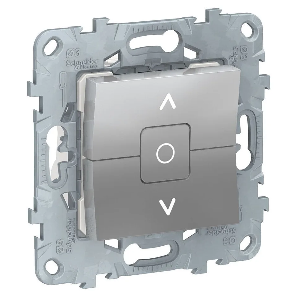 Выключатель для жалюзи Schneider Electric Unica, NEW 2-клавишный, с фиксацией, схема 4, алюминий