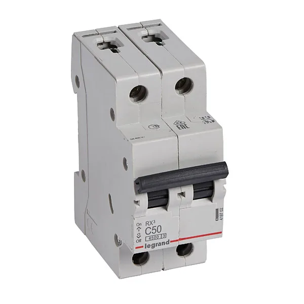 Авт. выключатель RX3, 2P, 50A, хар-ка C, 4,5kA, 2M