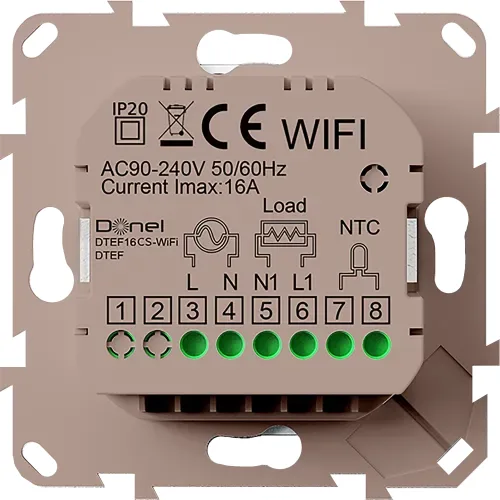 Термостат с датчиком пола с Wi-Fi, программируемый через приложение , 16 A, 55*55 мм, кашемир