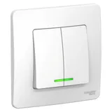 Выключатель Systeme Electric Blanca, скрытой установки 2-клавишный (cх.5) с подсветкой, 6А, 250В, белый