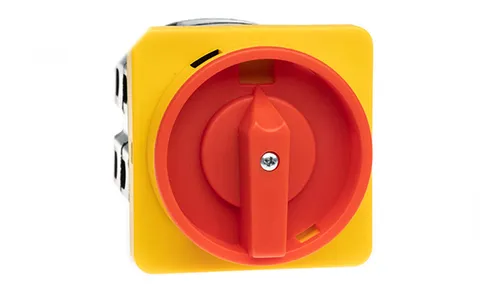 Переключатель BS 32 92 LK, аварийный, 4P, 32A, тип 0-1, 15kW(400VAC по АС-23), на дверь, красная блокируемая в 0 рукоятка, фронт IP40