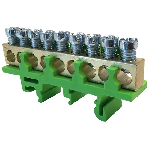 Клеммник Morek для заземления PE9 9x1,5_16mm² Cu, 63A, 690V, зеленый, на DIN-рейку