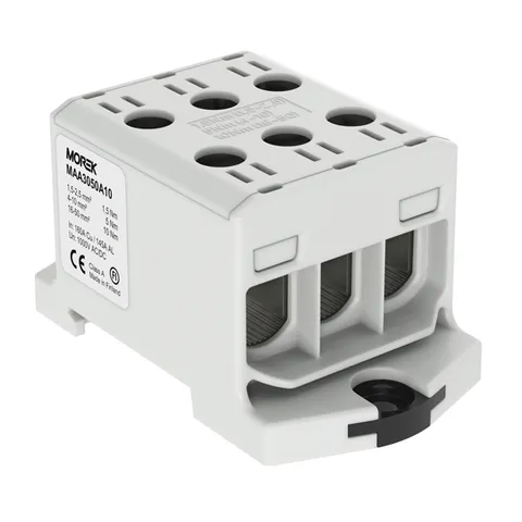 Клемма Morek OTL50-3 серая, 3xAl/Cu 1,5_150mm², 160(CU)/145(AL)A на клемму, 1000V, винтовые зажимы
