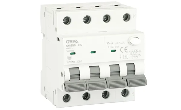 Дифф. авт. выключатель GYR9NM-C32-30mA, 3P+N, 32A, хар-ка C, 6 kA, 30mA, тип A, 4M