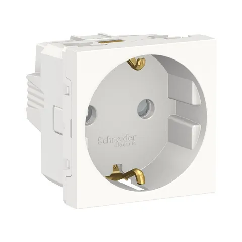 Розетка Schneider Electric Unica, MODULAR с заземл., со шторками, винт. зажим, 16А, 250В, 2 мод белый
