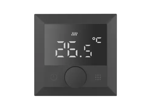 Термостат с датчиком пола, программируемый с Wi-Fi , 16 A, 55*55 мм.черный, ручка настройки