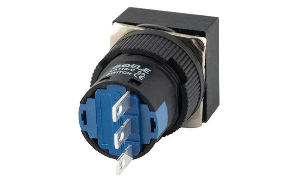 Переключатель LA115-C-11XF, 0-I, фиксация, черный, квадратный, 1NO+1NC, 16mm, IP40