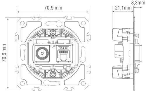 Механизм розетки RJ45/TV cat.5, ClassE-8/0-2400 МГц, серия D16