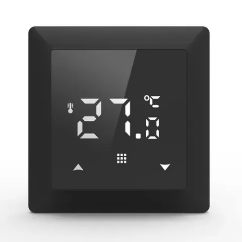 Термостат с датчиком пола с Wi-Fi, программируемый через приложение , 16 A, 55*55 мм, черное стекло