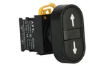 Кнопка двойная PB3E, черный/черный, стрелка вверх/вниз, 1NO+1NC, 6A 230VAC/24VDC, без подсветки, 22mm, IP65