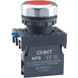 Кнопка упр. NP8-21BN/4 без подсветки, самовозв., красный, 2НО+1НЗ, IP65 (R)