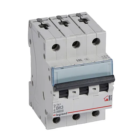 Авт. выключатель TX3, 3P, 63A, хар-ка B, 6kA, 3M