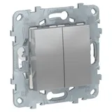 Выключатель Schneider Electric Unica, NEW переключатель 2-клав, перекрестный, 2 x схема 7, 10 AX, 250 В, алюминий