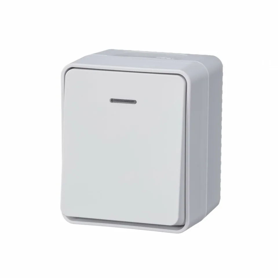 Выключатель Systeme Electric AtlasDesign, Profi54 открытой установки 1-клавишный с подсветкой 10 ах, белый, Россия