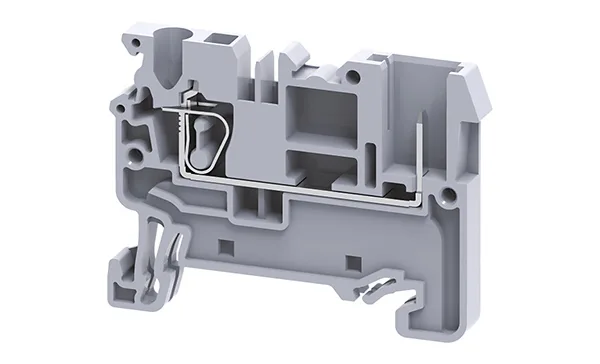 Клемма проходная CX2.5/1B /5x50mm, пружинная, штекерный отвод, 2 присоед., 2,5(max 4)mm2, 24A, 500V, серая