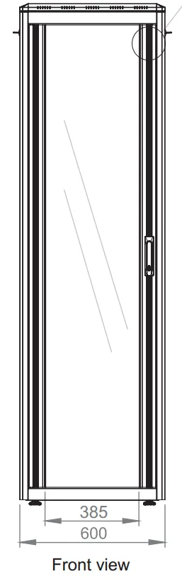 Щит телекоммуникационный 19", 42U, ВxШxГ 2053x600x800мм, DYNAmic 1000кг, напольный, перед. дверь стекло, задняя глухая металлич., черный