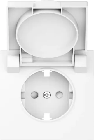 Накладка для розетки Schuko с заземлением, с крышкой, 16A 250 В~, глянцевый белый, серия S08