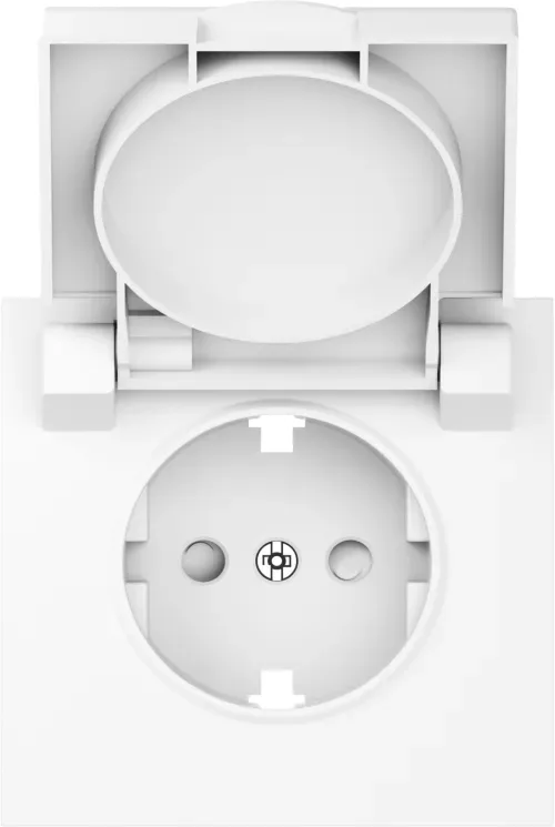 Накладка для розетки Schuko с заземлением, с крышкой, 16A 250 В~, глянцевый белый, серия S08