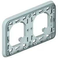 PLEXO - Рамка с суппортом для встроен. монтажа 2 поста, горизонтальная, IP55, серый