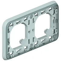 PLEXO - Рамка с суппортом для встроен. монтажа 2 поста, горизонтальная, IP55, серый