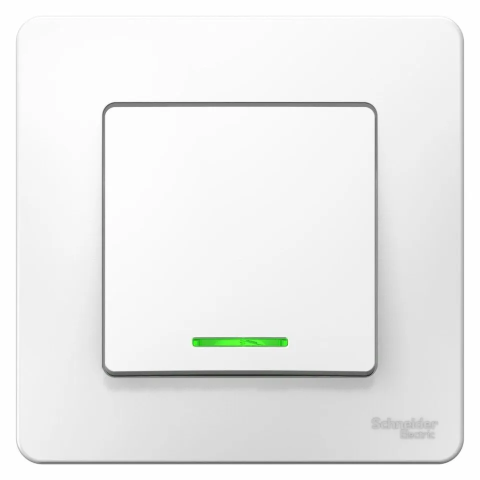 Выключатель Systeme Electric Blanca, скрытой установки 1-клавишный переключатель (cх.6) с подсветкой, 10А, 250B, белый