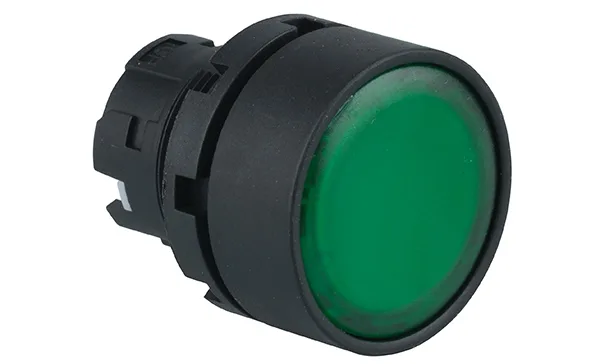 Головка кнопки PB3E, плоская, зеленая, без фиксации, с подсветкой, 22mm, IP65