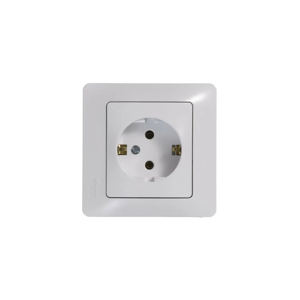Розетка Systeme Electric Glossa, с заземлением, 16А, в сборе, белый