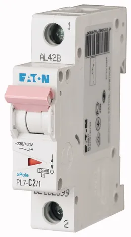 Авт. выключатель PL7-C2/1, 1P, 2A, хар-ка C, 10kA, 1M