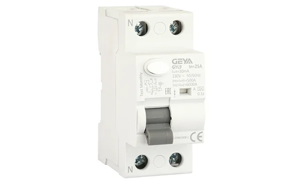 УЗО GYL9-2P-25A-30mA, 2P, 25A, 6 kA, 30mA, тип A, 2M
