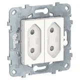 Розетка Schneider Electric Unica, NEW 2-модульная, без зазем., со шторк, винт. зажим, 10 А, белый