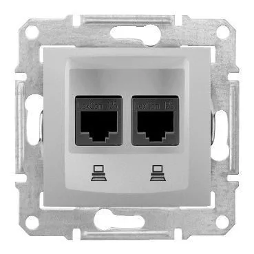 Розетка компьютерная Schneider Electric Sedna, компьют. роз. двойная кат.5е неэкр UTP, ал
