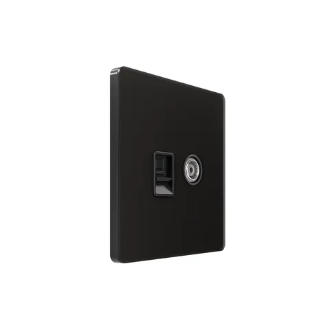 Компьютерная розетка Systeme Electric Infinity, информационная скрытой установки TV/FM и кат.5е, Полярная ночь