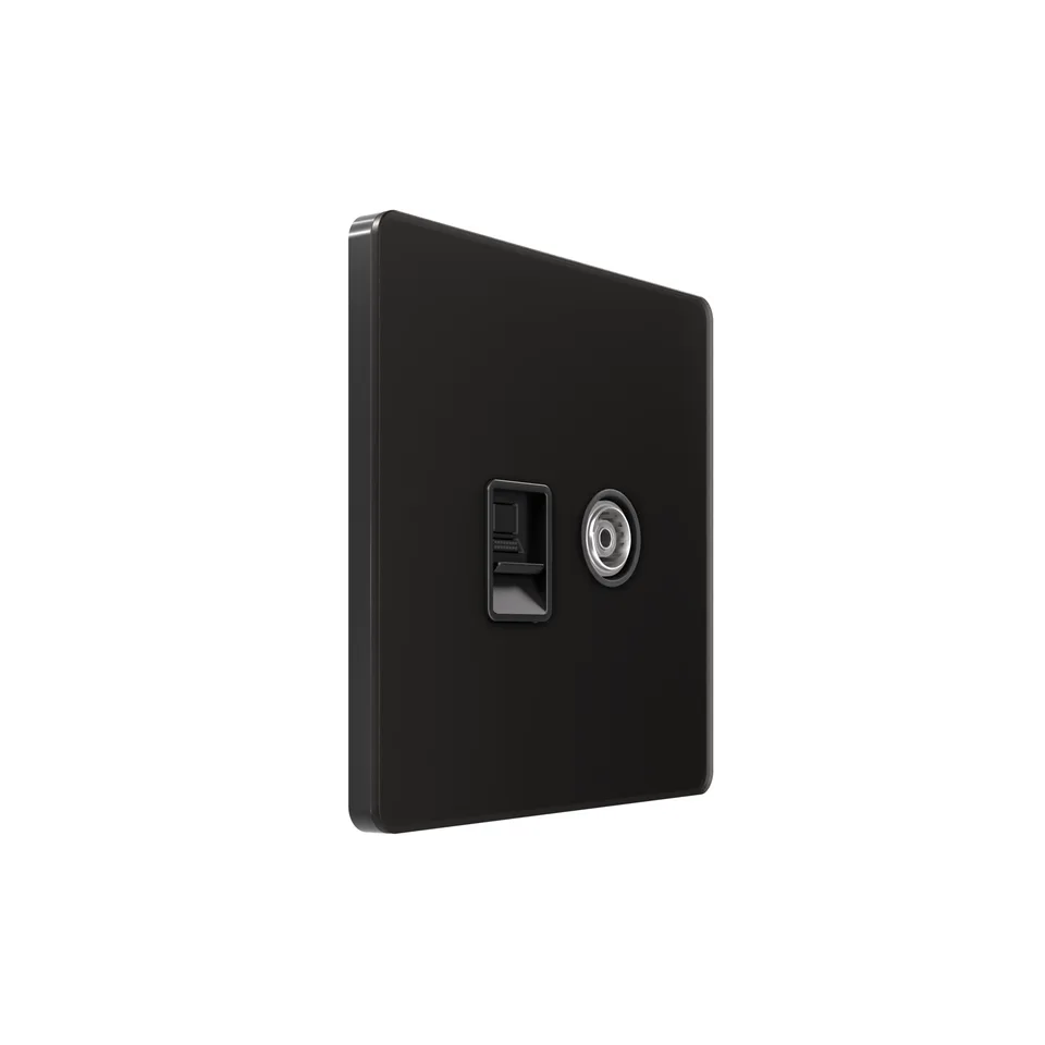Компьютерная розетка Systeme Electric Infinity, информационная скрытой установки TV/FM и кат.5е, Полярная ночь