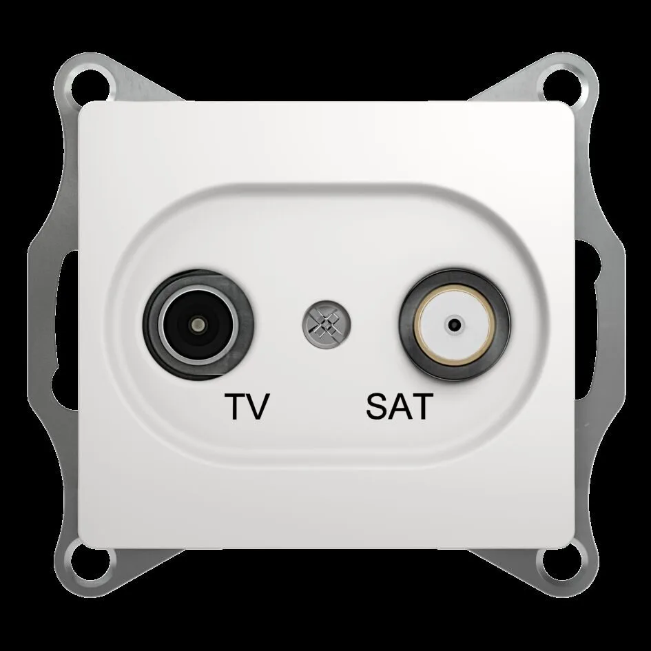 ТВ розетка Systeme Electric Glossa, TV-SAT проходная 4DB, механизм, белый