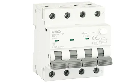 Дифф. авт. выключатель GYR9NM-C20-30mA, 3P+N, 20A, хар-ка C, 6 kA, 30mA, тип A, 4M