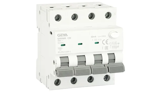 Дифф. авт. выключатель GYR9NM-C20-30mA, 3P+N, 20A, хар-ка C, 6 kA, 30mA, тип A, 4M