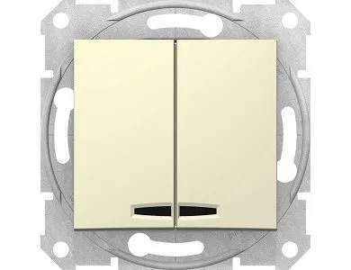 Выключатель Schneider Electric Sedna, выкл. 2кл. cx.5 с синей. подсветкой, бежевый