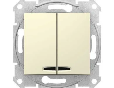 Выключатель Schneider Electric Sedna, выкл. 2кл. cx.5 с синей. подсветкой, бежевый