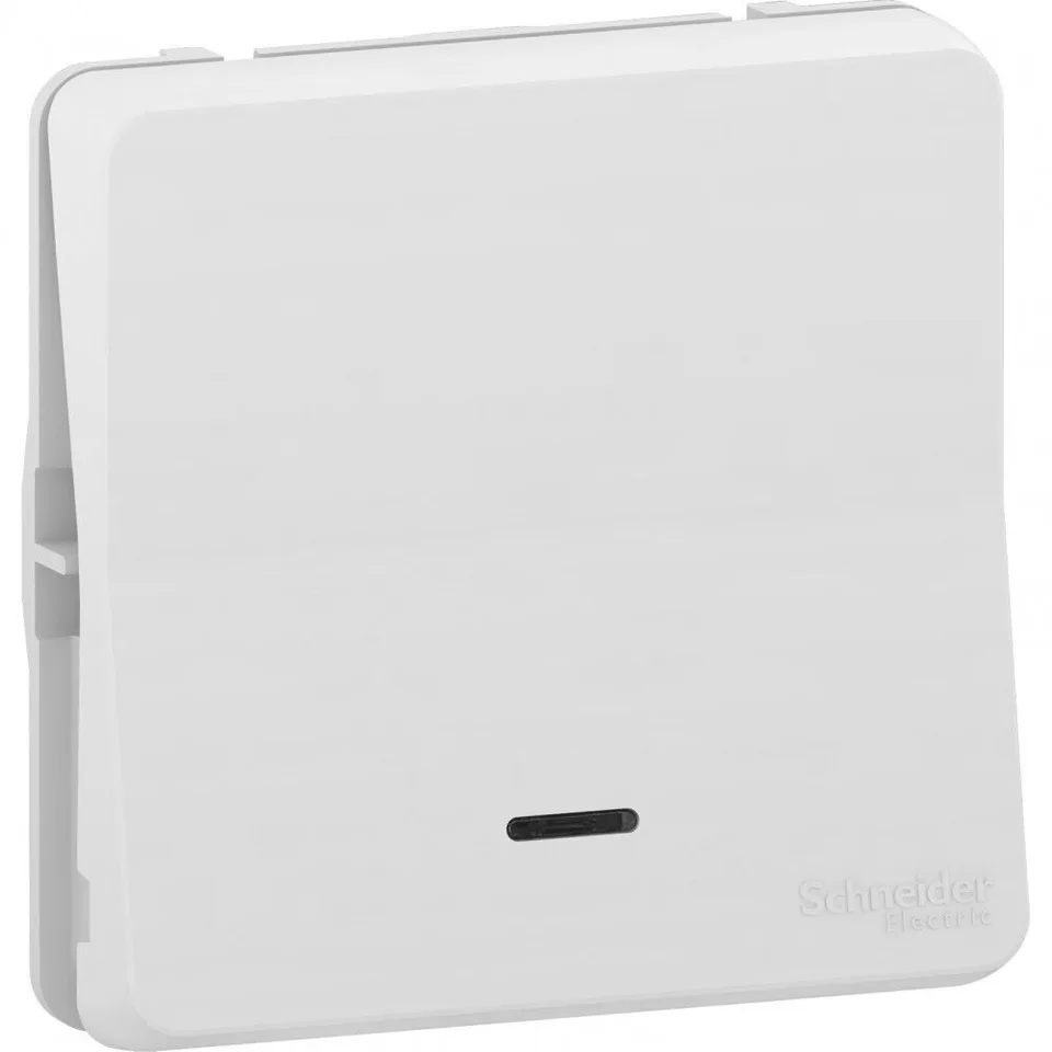 Выключатель Schneider Electric Mureva, S, кнопочный с подсветкой, механизм, белый, IP55