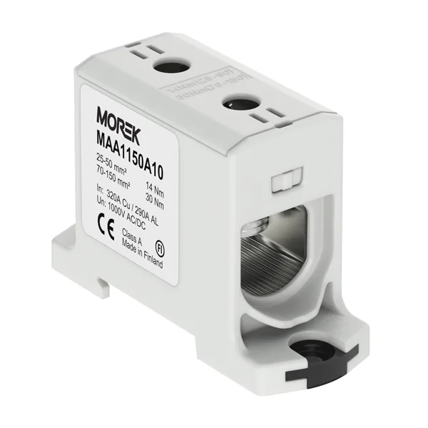Клемма Morek OTL150 серая, 1xAl/Cu 25_150mm², 320(CU)/290(AL)A, 1000V, винтовые зажимы