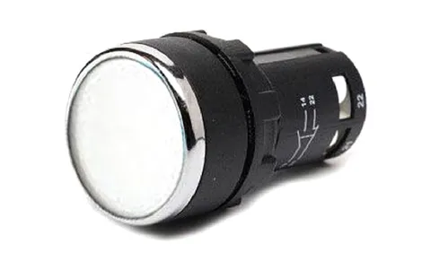 Кнопка MB, белая, без фиксации, плоская, 1NO, 3A 230V AC15, 22mm, IP50